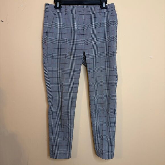 Theory Treeca cl Brant Check Plaid cropped Pants In Black/white size 6 - Picture 1 of 6